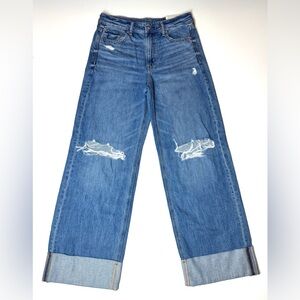 American Eagle Women's Super High Rise Baggy Wide Leg  Jeans Size- 4